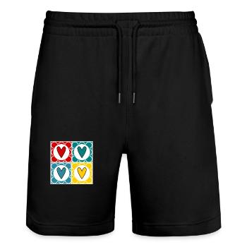 ALLES GUTE ZUM GEBURTSTAG. ALLES GUTE ZUM GEBURTSTAG. JAHRESTAG. - Stanley/Stella Unisex Bio Joggingshorts Trainer  - Schwarz - Vorne - Nik (191cm) & Marisol (170cm)