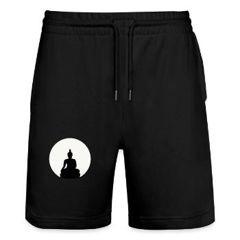 Moon Buddha - Stanley/Stella Unisex Bio Joggingshorts Trainer  - Schwarz - Vorne - Nik (191cm) & Marisol (170cm)