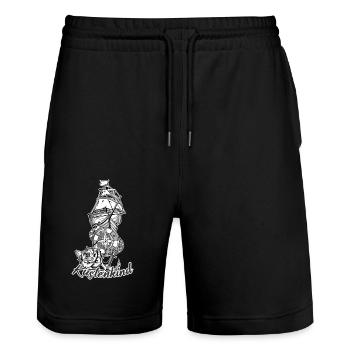 Coastal Child // Illustration - Stanley/Stella Trainer Unisex Organic Jogging Shorts - black - Front - Nik (191cm) & Marisol (170cm)