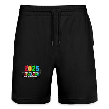 Inscription à l’école primaire de Kita Farewell 2025 - Short de jogging bio TRAINER Stanley/Stella unisexe - noir - Devant - Nik (191cm) & Marisol (170cm)