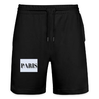 Paris - Stanley/Stella Unisex Bio Joggingshorts Trainer  - Schwarz - Vorne - Nik (191cm) & Marisol (170cm)