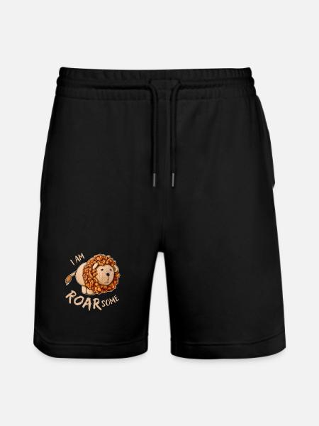 Leo - I am roarsome / awesome - Stanley/Stella Trainer Unisex Organic Jogging Shorts - black