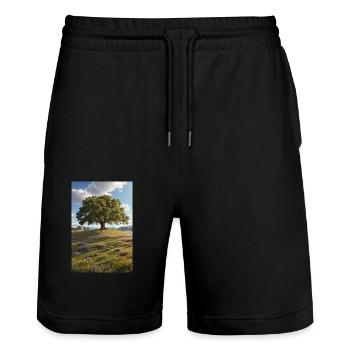 Tree, Wildflower Meadow - Stanley/Stella Trainer Unisex Organic Jogging Shorts - black - Front - Nik (191cm) & Marisol (170cm)