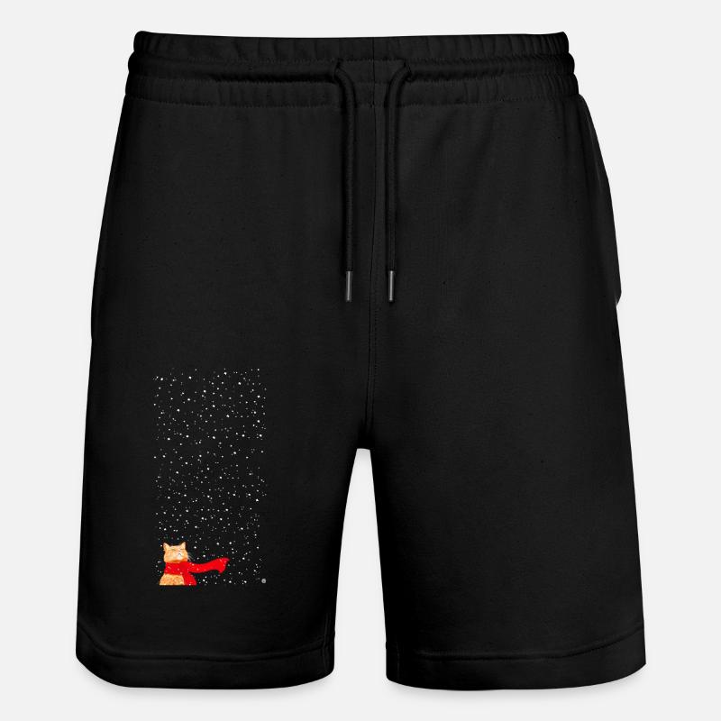 Schneekatze getigert (lang) - Stanley/Stella Unisex Bio Joggingshorts Trainer - Schwarz