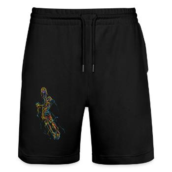 Abstract Basketball Player - Short de jogging bio TRAINER Stanley/Stella unisexe - noir - Devant - Nik (191cm) & Marisol (170cm)