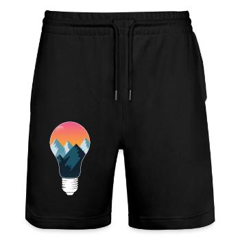 Glühbirne Sonne Berge - Stanley/Stella Unisex Bio Joggingshorts Trainer  - Schwarz - Vorne - Nik (191cm) & Marisol (170cm)