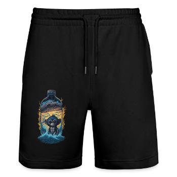 Affe - Stanley/Stella Unisex Bio Joggingshorts Trainer  - Schwarz - Vorne - Nik (191cm) & Marisol (170cm)