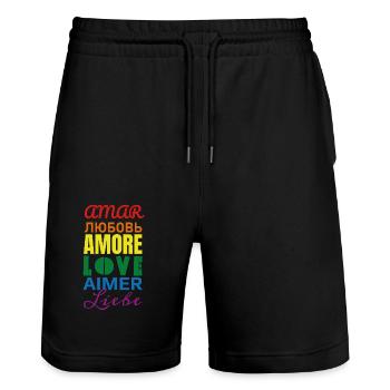 Liebe - Stanley/Stella Unisex Bio Joggingshorts Trainer  - Schwarz - Vorne - Nik (191cm) & Marisol (170cm)