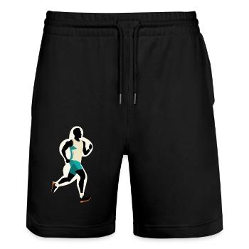 running man - Short de jogging bio TRAINER Stanley/Stella unisexe - noir - Devant - Nik (191cm) & Marisol (170cm)
