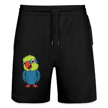 Humor kleiner Papagei - Stanley/Stella Unisex Bio Joggingshorts Trainer  - Schwarz - Vorne - Nik (191cm) & Marisol (170cm)