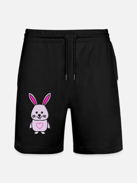 Bunny Comic Love - Stanley/Stella Trainer Unisex Organic Jogging Shorts - black