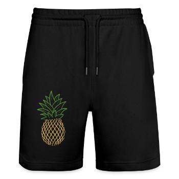 Pineapple - Stanley/Stella Trainer Unisex Organic Jogging Shorts - black - Front - Nik (191cm) & Marisol (170cm)