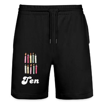 10e anniversaire bougie - Short de jogging bio TRAINER Stanley/Stella unisexe - noir - Devant - Nik (191cm) & Marisol (170cm)