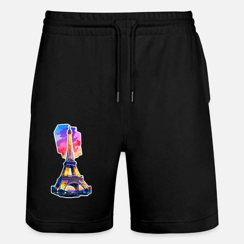 Eiffelturm #4 - Stanley/Stella Unisex Bio Joggingshorts Trainer  - Schwarz