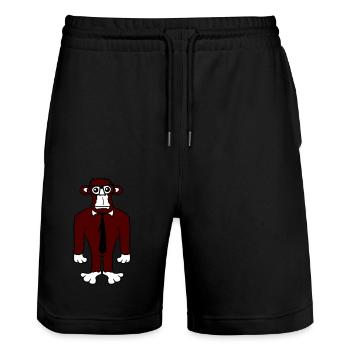Clever Nerd Gorilla Lunettes à monture de corne Geek Tie Fun - Short de jogging bio TRAINER Stanley/Stella unisexe - noir - Devant - Nik (191cm) & Marisol (170cm)