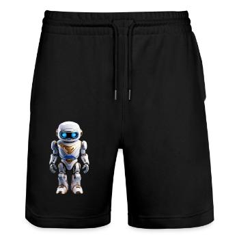 Ich bin ein Roboter - Stanley/Stella Unisex Bio Joggingshorts Trainer  - Schwarz - Vorne - Nik (191cm) & Marisol (170cm)