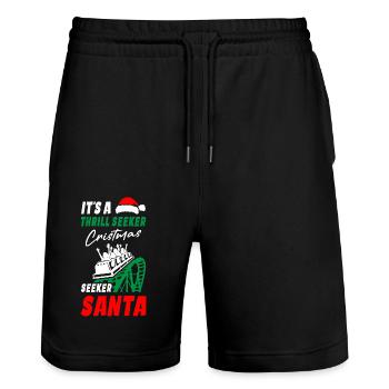 Montagnes russes Noël - Short de jogging bio TRAINER Stanley/Stella unisexe - noir - Devant - Nik (191cm) & Marisol (170cm)