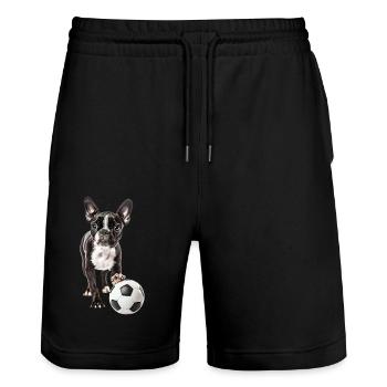 Boston Terrier - Short de jogging bio TRAINER Stanley/Stella unisexe - noir - Devant - Nik (191cm) & Marisol (170cm)