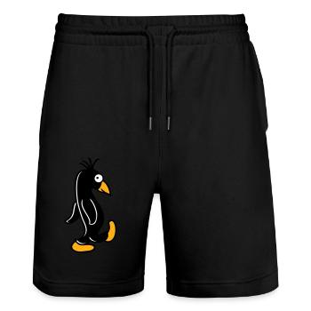 Pinguin läuft ulkig dumm guckt lustig doof albern - Stanley/Stella Unisex Bio Joggingshorts Trainer  - Schwarz - Vorne - Nik (191cm) & Marisol (170cm)