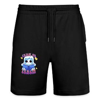 Astuce mignonne d’Halloween ou enseigner un professeur fantôme drôle - Short de jogging bio TRAINER Stanley/Stella unisexe - noir - Devant - Nik (191cm) & Marisol (170cm)