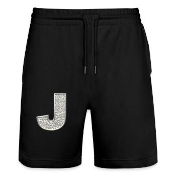 J, letter, letter J, initial, initial J, monogram, - Stanley/Stella Unisex Bio Joggingshorts Trainer  - Schwarz - Vorne - Nik (191cm) & Marisol (170cm)