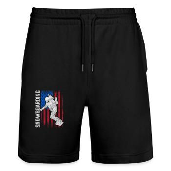 Snowboarder Board Wintersport Winterurlaub - Stanley/Stella Unisex Bio Joggingshorts Trainer  - Schwarz - Vorne - Nik (191cm) & Marisol (170cm)