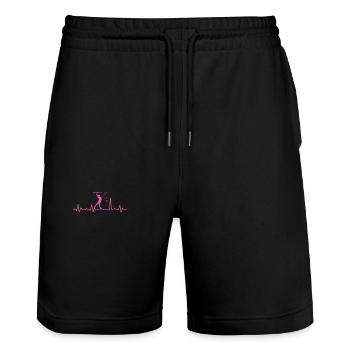 Baton Twirling Heartbeat Cadeaux Baton - Short de jogging bio TRAINER Stanley/Stella unisexe - noir - Devant - Nik (191cm) & Marisol (170cm)