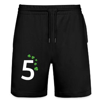 5 - Stanley/Stella Trainer Unisex Organic Jogging Shorts - black - Front - Nik (191cm) & Marisol (170cm)