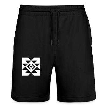 aztec pattern 7 watermark204 - Stanley/Stella Trainer Unisex Organic Jogging Shorts - black - Front - Nik (191cm) & Marisol (170cm)