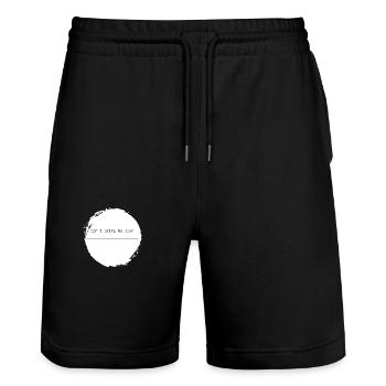 Drôle de dicton - Je ne peux pas me faire descendre vert - Short de jogging bio TRAINER Stanley/Stella unisexe - noir - Devant - Nik (191cm) & Marisol (170cm)