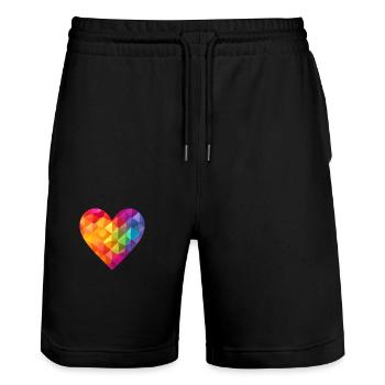 LGBTQIA+ Herz, Liebe & Support - Stanley/Stella Unisex Bio Joggingshorts Trainer  - Schwarz - Vorne - Nik (191cm) & Marisol (170cm)