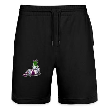 Oil Frog - Stanley/Stella Trainer Unisex Organic Jogging Shorts - black - Front - Nik (191cm) & Marisol (170cm)