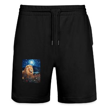 Lion, Van Gogh, Nuit Étoilée, Animal, Lions - Short de jogging bio TRAINER Stanley/Stella unisexe - noir - Devant - Nik (191cm) & Marisol (170cm)