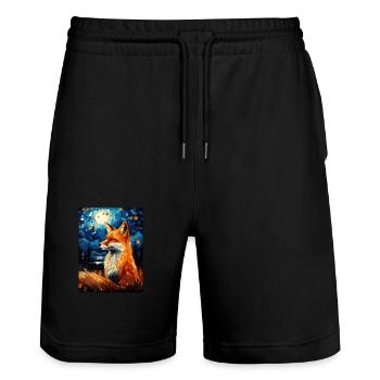 Fuchs Van Gogh Style - Stanley/Stella Unisex Bio Joggingshorts Trainer  - Schwarz - Vorne - Nik (191cm) & Marisol (170cm)