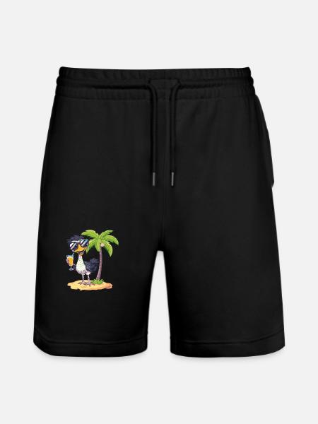 Ostrich Summer Beach Comic - Stanley/Stella Trainer Unisex Organic Jogging Shorts - black