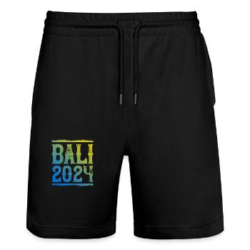Bali 2024 - Short de jogging bio TRAINER Stanley/Stella unisexe - noir - Devant - Nik (191cm) & Marisol (170cm)