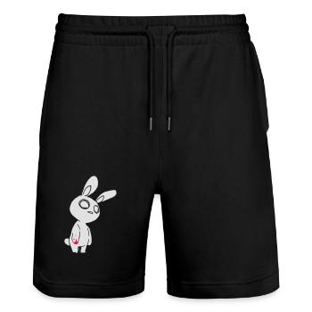 Zombie Hase – Gothic Bunny Halloween Blut Shirt - Stanley/Stella Unisex Bio Joggingshorts Trainer  - Schwarz - Vorne - Nik (191cm) & Marisol (170cm)