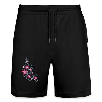 Printemps Fleurs Printemps Flowers Fleurs printemps - Short de jogging bio TRAINER Stanley/Stella unisexe - noir - Devant - Nik (191cm) & Marisol (170cm)