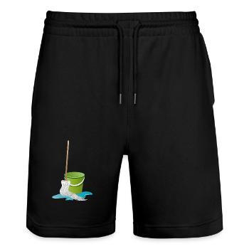 Vadrouille avec le seau de vadrouille le temps de nettoyer - Short de jogging bio TRAINER Stanley/Stella unisexe - noir - Devant - Nik (191cm) & Marisol (170cm)