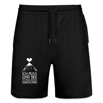 Sauerland Nordrhein-Westfalen - Stanley/Stella Unisex Bio Joggingshorts Trainer  - Schwarz - Vorne - Nik (191cm) & Marisol (170cm)