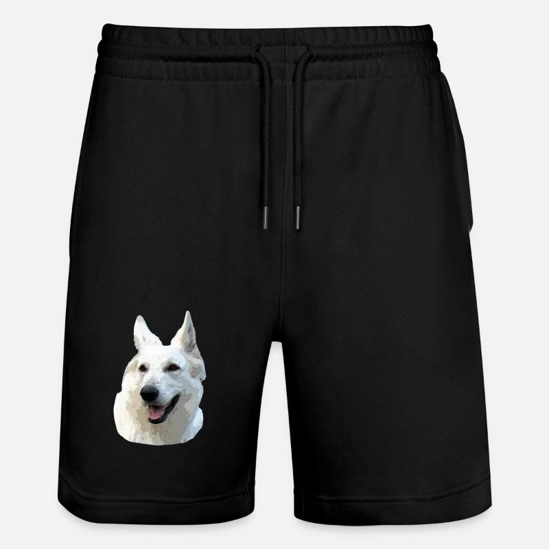 Weißer Schäferhund - Stanley/Stella Unisex Bio Joggingshorts Trainer  - Schwarz