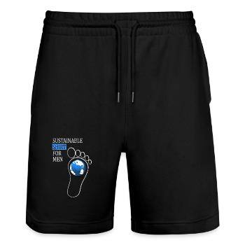 Sustainable shirt for men - Stanley/Stella Trainer Unisex Organic Jogging Shorts - black - Front - Nik (191cm) & Marisol (170cm)