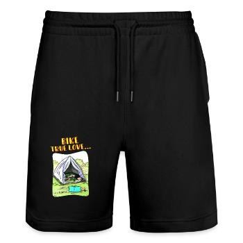 Bike True Love Camping - Stanley/Stella Trainer Unisex Organic Jogging Shorts - black - Front - Nik (191cm) & Marisol (170cm)