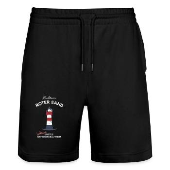 Leuchtturm Roter Sand, Nordsee, Offshore - Stanley/Stella Unisex Bio Joggingshorts Trainer  - Schwarz - Vorne - Nik (191cm) & Marisol (170cm)