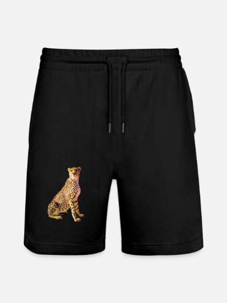 Cheetah Portrait Golden Spots - Stanley/Stella Trainer Unisex Organic Jogging Shorts - black