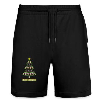 Sapin de Noël scintillant avec des motifs de canne à sucre - Short de jogging bio TRAINER Stanley/Stella unisexe - noir - Devant - Nik (191cm) & Marisol (170cm)