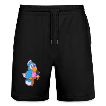 Parrot Singer Microphone Singing - Stanley/Stella Trainer Unisex Organic Jogging Shorts - black - Front - Nik (191cm) & Marisol (170cm)