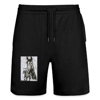 Majestic horse and his foal - Stanley/Stella Trainer Unisex Organic Jogging Shorts - black - Front - Nik (191cm) & Marisol (170cm)
