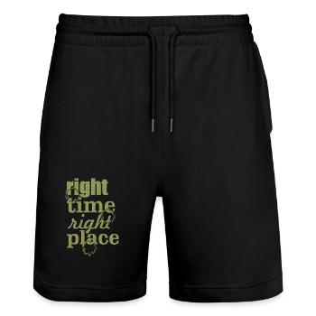 right time - Stanley/Stella Unisex Bio Joggingshorts Trainer  - Schwarz - Vorne - Nik (191cm) & Marisol (170cm)