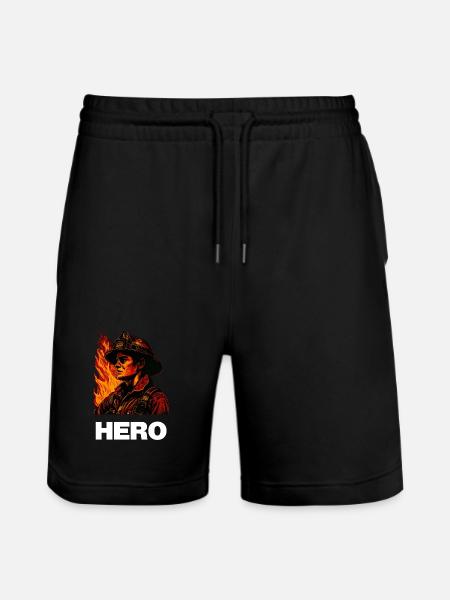 Feuerwehr Hero / Held - Stanley/Stella Unisex Bio Joggingshorts Trainer  - Schwarz